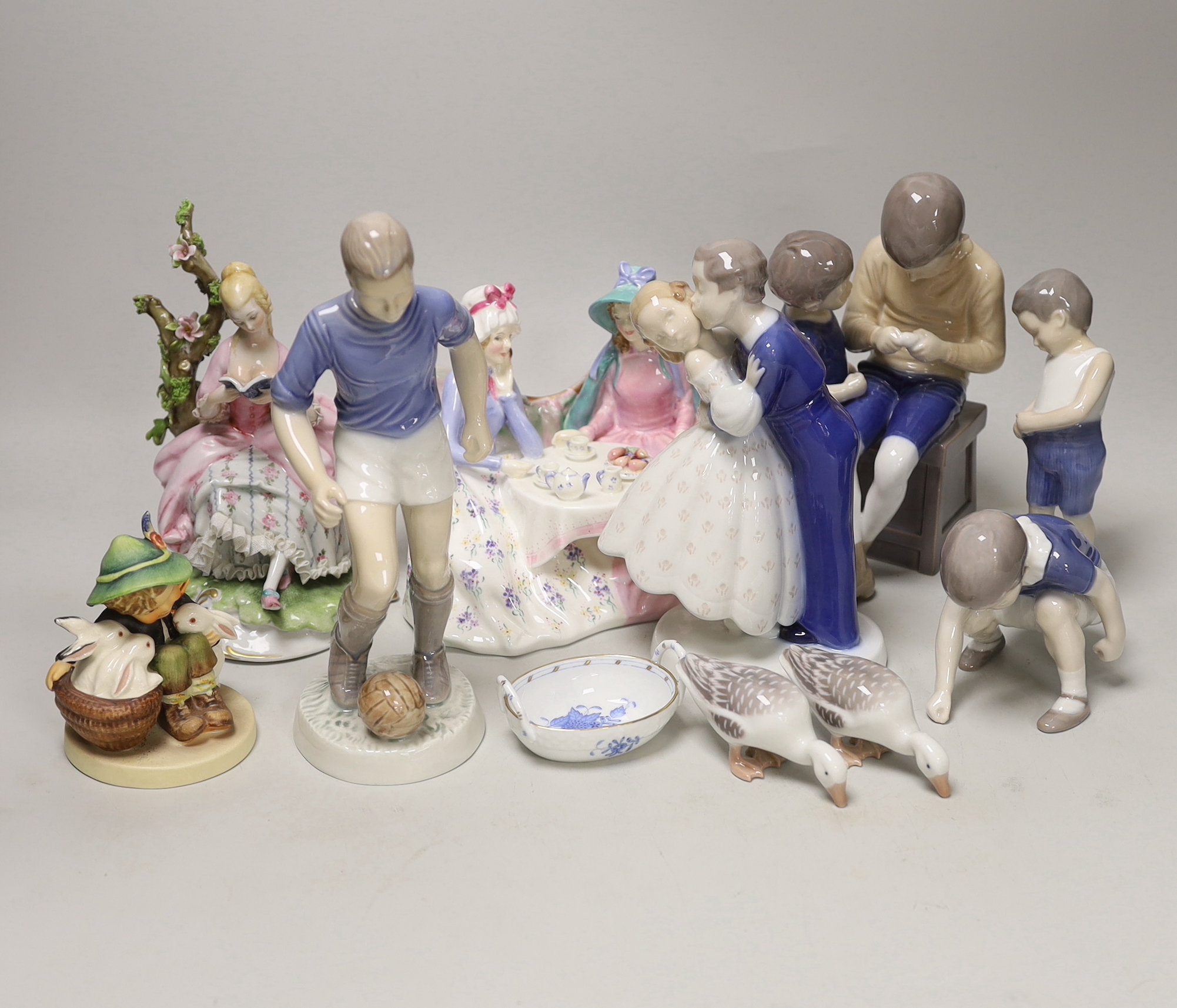 A group of Bing & Grondahl, Doulton etc figures, tallest 22cm